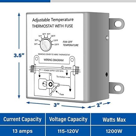 Ipower 12 Inch Shutter Exhaust Fan + Temperature Control HIFANXEXHAUST12THEMOT